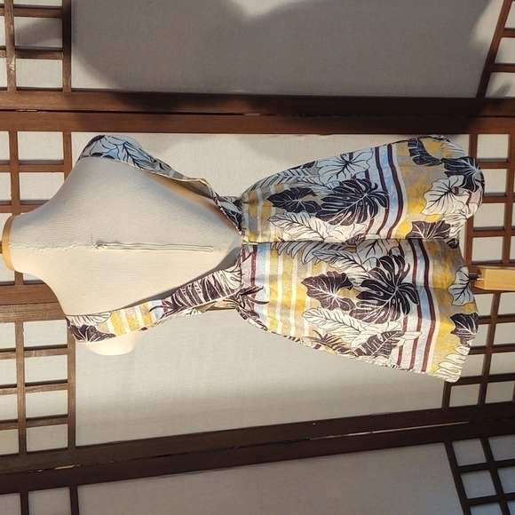 H&M Sparkly Monstera / Plant Pattern Uneven Stripes Mini Dress Sz 4 NWT - Picture 6 of 11